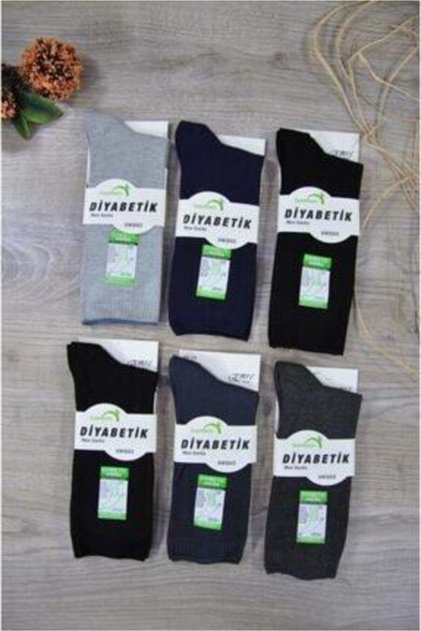 -224 Bamboo Diabetic Seamless Mixed Color 6 Pieces Candy Socks
