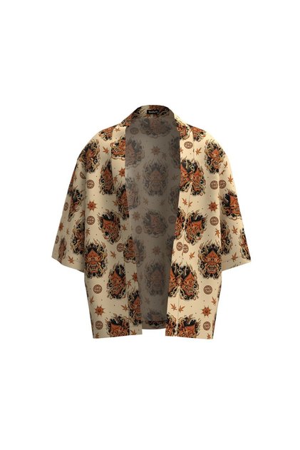 Oversize Japanese Oni Mask Unisex Beige Kimono