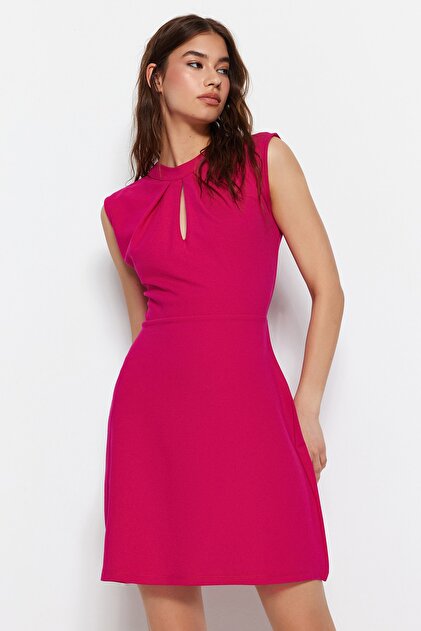 pink collared skater dress self-portrait - Pink Contrast Collar Knit Mini Dress