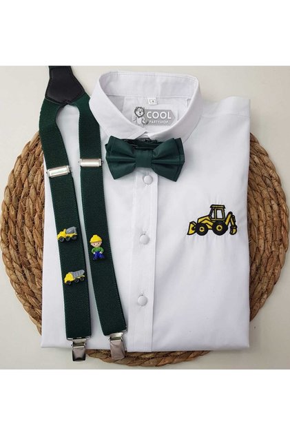 Construction Concept Suspender Bow Tie Shirt