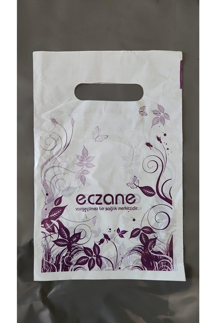 Bio Eczane Poşeti El Geçme Eczane Temalı Mor 17x27cm - 1 Kg’lık Paket