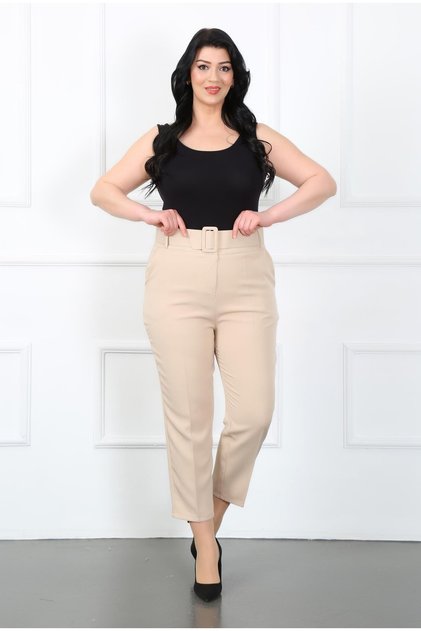 Women's Mink Thick Belted Dumbbell Large Size Pants