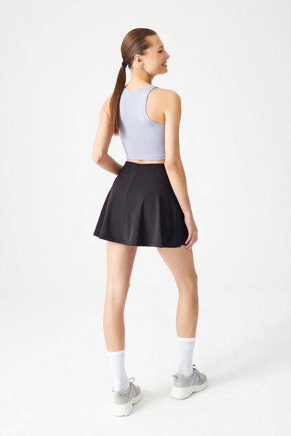 Fusta tenis neagra cu 2 straturi plisate - Fusta sport Fusta tenis2