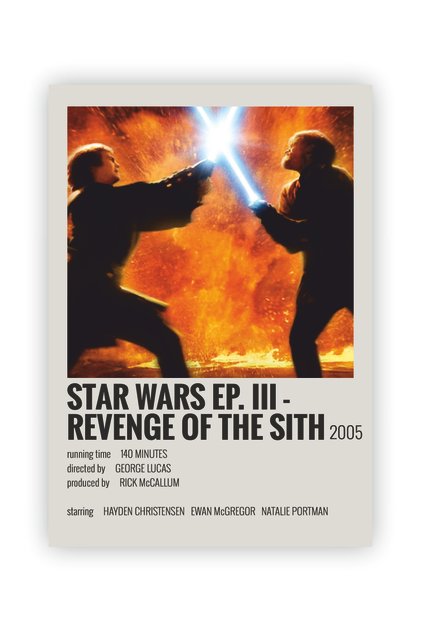 Star Wars Ep. Iıı-revenge Of The Sith Film Info Card Bilgi Kartı Duvar Posteri