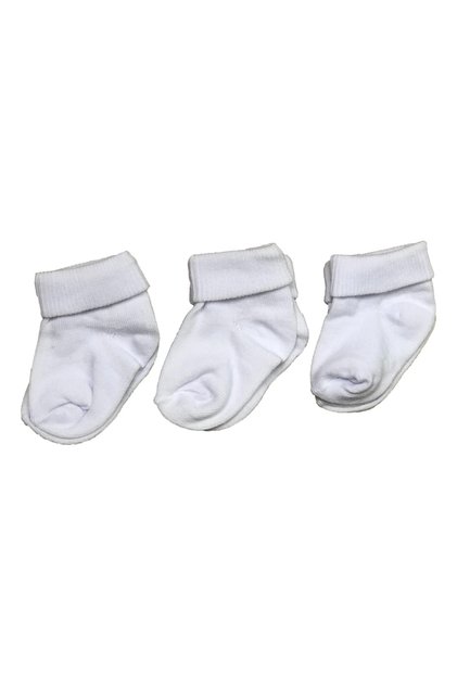 Solid Color 3-Piece Cotton Flexible Baby Socks with Cuffs