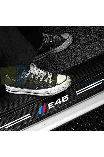 Bmw M Logo E46 Karbon Kapı Eşiği Koruma Araba Etiket Oto Sticker Yapıştırma 4 Parça