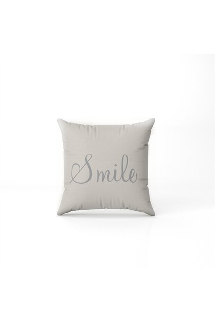42x42cm Cotton Woven Throw Pillow Pillow Case with Smile Pattern Printed on Cream Background