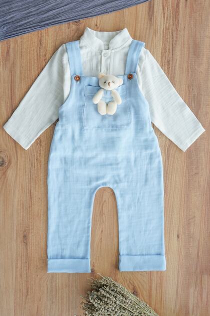 Baby Boy and Girl Long Sleeve Teddy Bear Children's Salopet Set