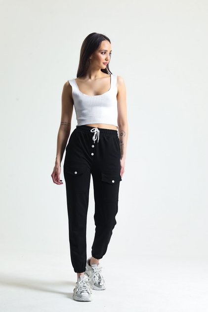 Sweatpants with Pocket Button Detail