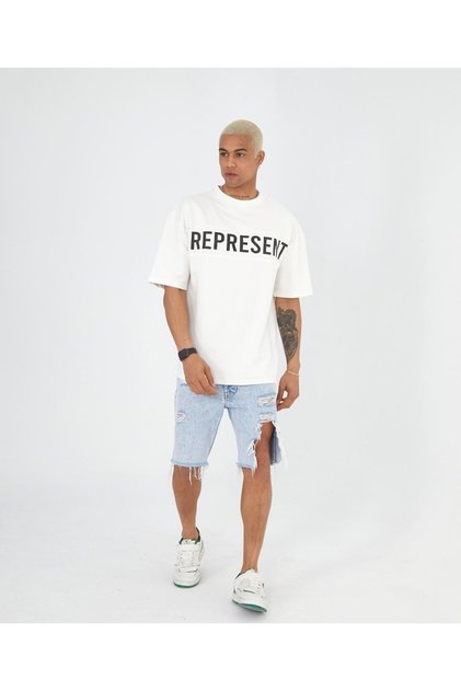 Large Size Represent Owners' Club Printed Oversize Cotton T-shirt with Chest Detail