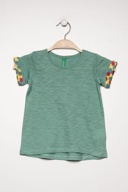 0-12 Benetton Çağla Yeşili Kız Çocuk T-Shirt 321713Xf7C131E - 1