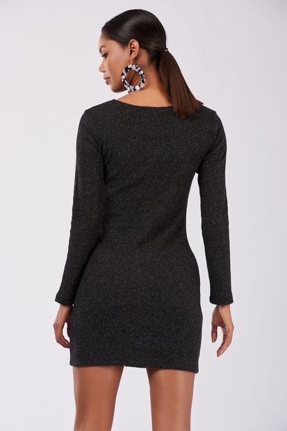 Cool & Sexy Kadın Siyah Düğmeli Elbise MP308 - 3