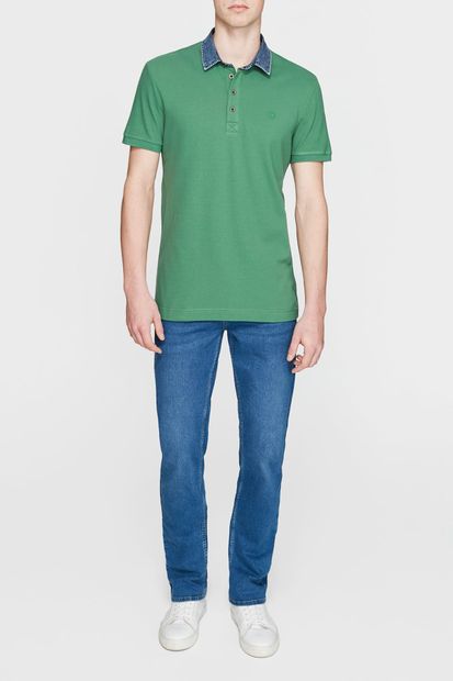 Mavi Erkek Denim Yaka Yeşil Polo T-Shirt 062685-28454 - 2
