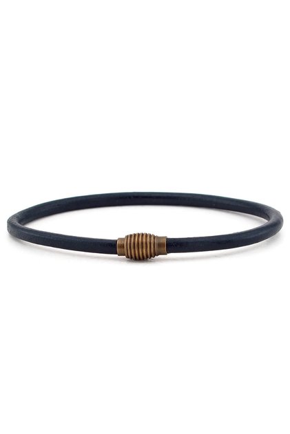 Men's Navy Blue Original Thin Leather Magnetic Clip Bracelet BT477