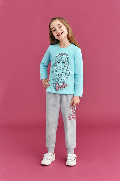 Barbie Lisanslı Kız Çocuk Eşofman Takımı Cam Göbeği - 1