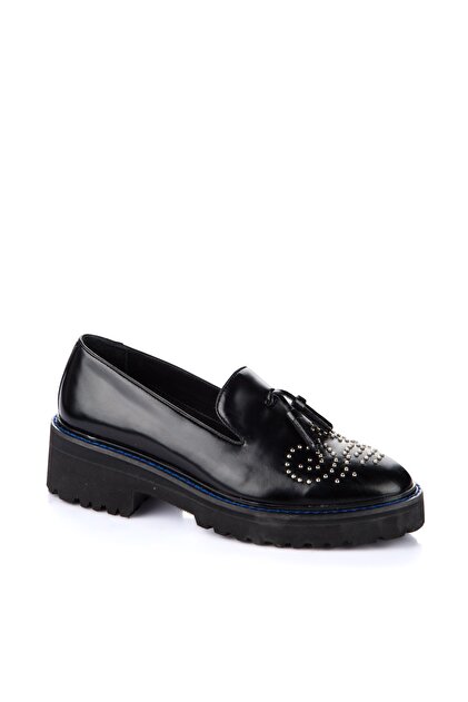 Elle Shoes Hakiki Deri Siyah Kadın Loafer - 8