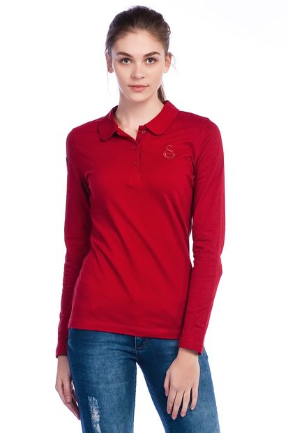 Galatasaray Galatasaray Kadın Kırmızı Polo Yaka T-Shirt - K023-K45040 - 1
