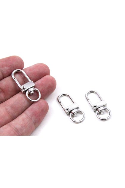 2 Adet - 12x33 Mm Paris Kanca, Gemici Anahtarlığı, Nikel Kaplama