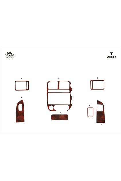 Meriç ® Kia Bongo Front Glove Box Trim Mahogany 7 Pieces 2009-›