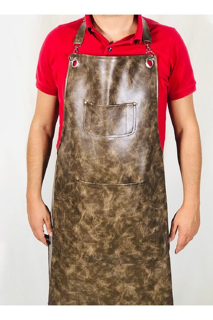 Butcher Apron Leather Stain Resistant Strap Apron Model Chef Restaurant Cook Aprons