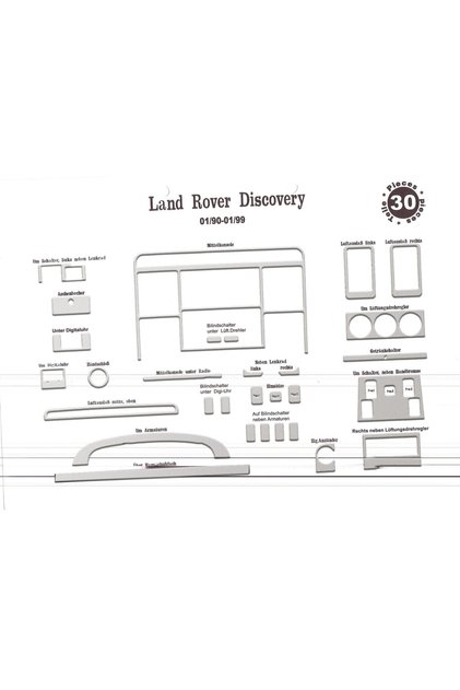 Meriç ® Land Rover Discovery Front Glove Box Trim Aluminum 30 Pieces 1990-1998