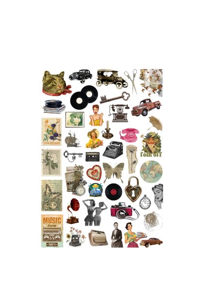 Set of 44 Vintage Fairycore Stickers - Sticker Set, Scrapbook, Bullet Journal