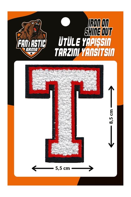 Iron-on Woven Plush, College, Punch, Letter, White, T Emblem Model