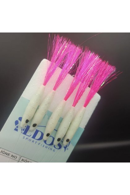 Silikonlu Çapari (3 Adet) Çinekop, Palamut Çaparisi, Şeffaf Pembe Tüylü