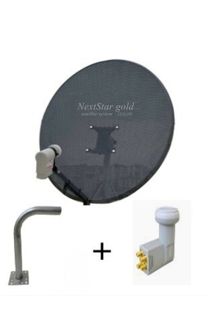 Çanak Anten 80 Cm Delikli Gri 4 Lü Lnb Hediye L Demir Duvara Montaj Ile Birlikte