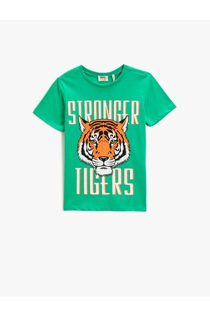 Green Stronger Tiger Printed Oversize Kids T-shirt