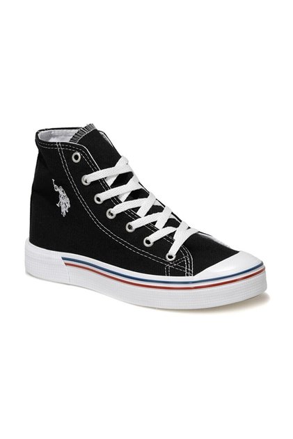 Base. Polo Penelope High Black Long Top Linen Sneaker Shoes