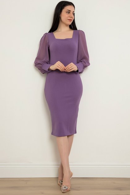 Rochie din șifon cu mâneci 13389