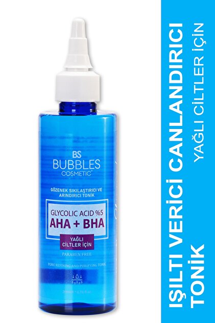 bs bubbles cosmetic Tonik Yağlı Ciltler Glycolic Acid %5 Aha+bha