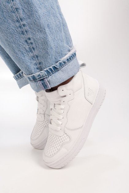 Makras Günlük Spor Sneaker Ayakkabı Rahat Hakiki Deri Beyaz Air Model