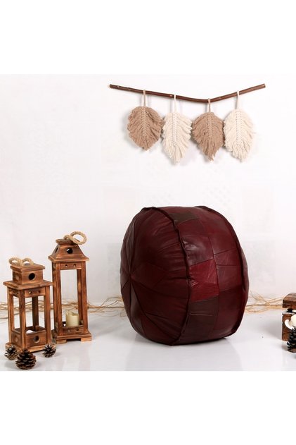 Şok Fiyat Açılışa Özel %50 Off! Art Deco El Yapımı Hakiki Deri Orijinal Bohem Ottoman Puf Minder60cm