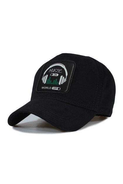Music On Model Hat - Replaceable Leather Patch - Cotton - Unisex - Black