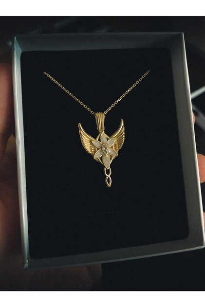 Gece Parlayan Melek Kolye 925 Ayar Gümüş Akşam Yıldızı Arwen Evenstar Kolye