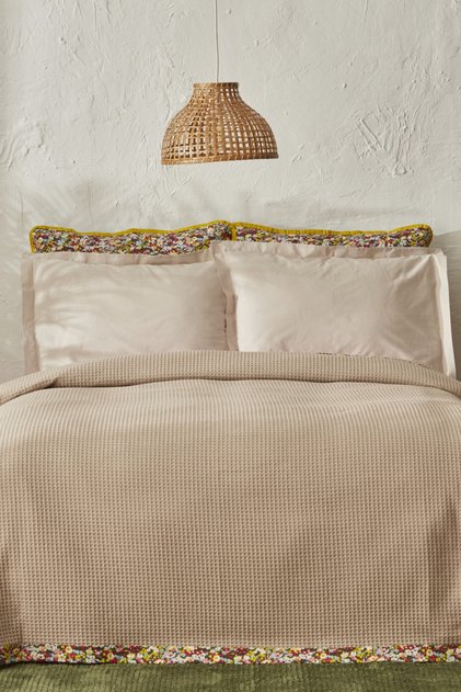Glam Single Piqué with Piped Edges, 150x220 cm, Beige
