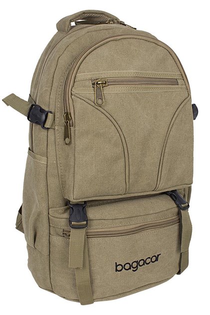 Unisex Beige Fabric Backpack