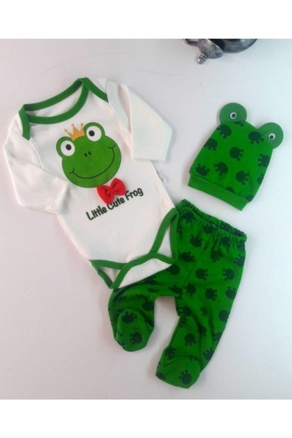 Bebelon Frog Printed 3-Piece Baby Set