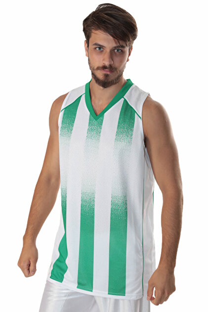 Sportive Erkek Forma -  Tiger Erkek V Yaka Beyaz-Yeşil Basketbol Forması - 500020-0BY - 3