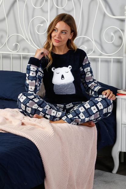 ELİTOL Kadın Lacivert Welsoft Pijama Takımı - 2