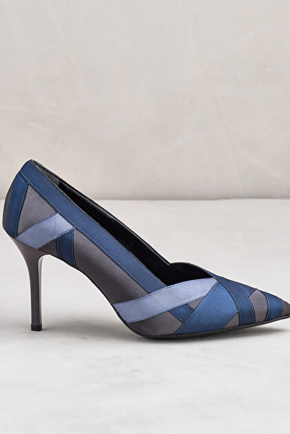 Elle Shoes ELISHA Füme Mavi Kadın Topuklu Ayakkabı - 4