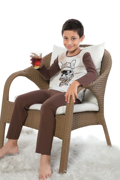 ELİTOL Erkek Çocuk Ekru Pijama Takımı 16430 - 1