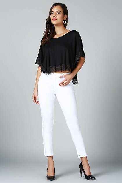 Women's Black Lace Detailed Blouse BD2284