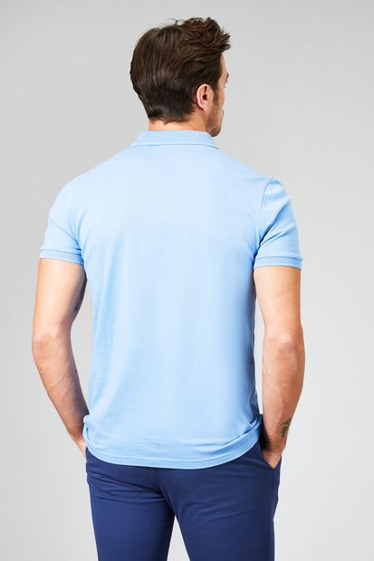 Avva Erkek Mavi Polo Yaka Düz T-shirt A91b1146 - 2