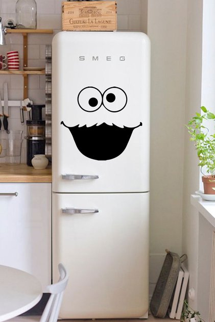 Cookie Monster Refrigerator - Door - Glass - Wall Sticker Sm205