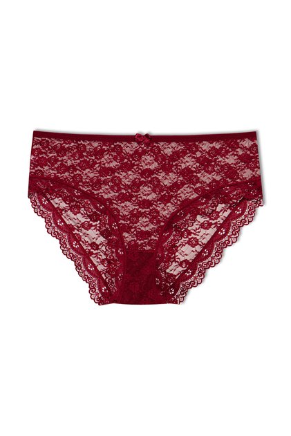 Burgundy Lace High Waist Large Size Women's Panties