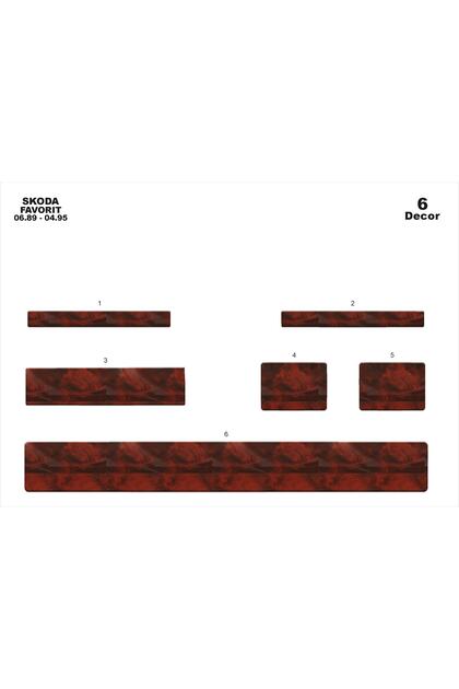 Meriç ® Skoda Favorit Front Glove Box Coating Mahogany 6 Pieces 1989-1995