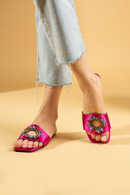 Stone Satin Slippers Buy 1 Size Small